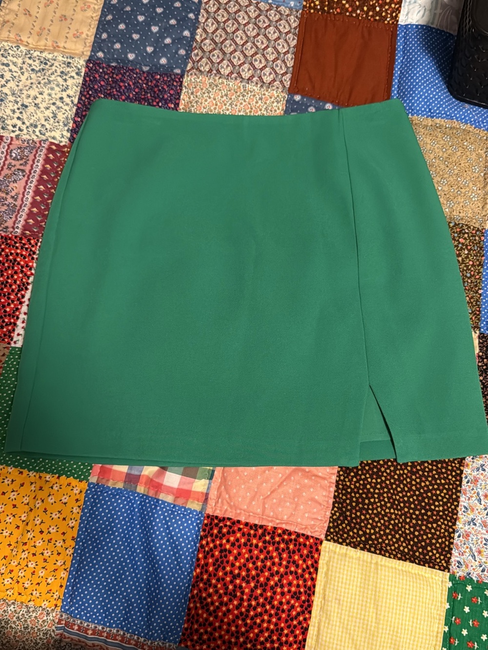 Lucy Paris Emerald Green Mini Skirt with Front Slit